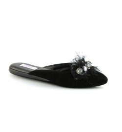 women's slippers FLAPPER black suede